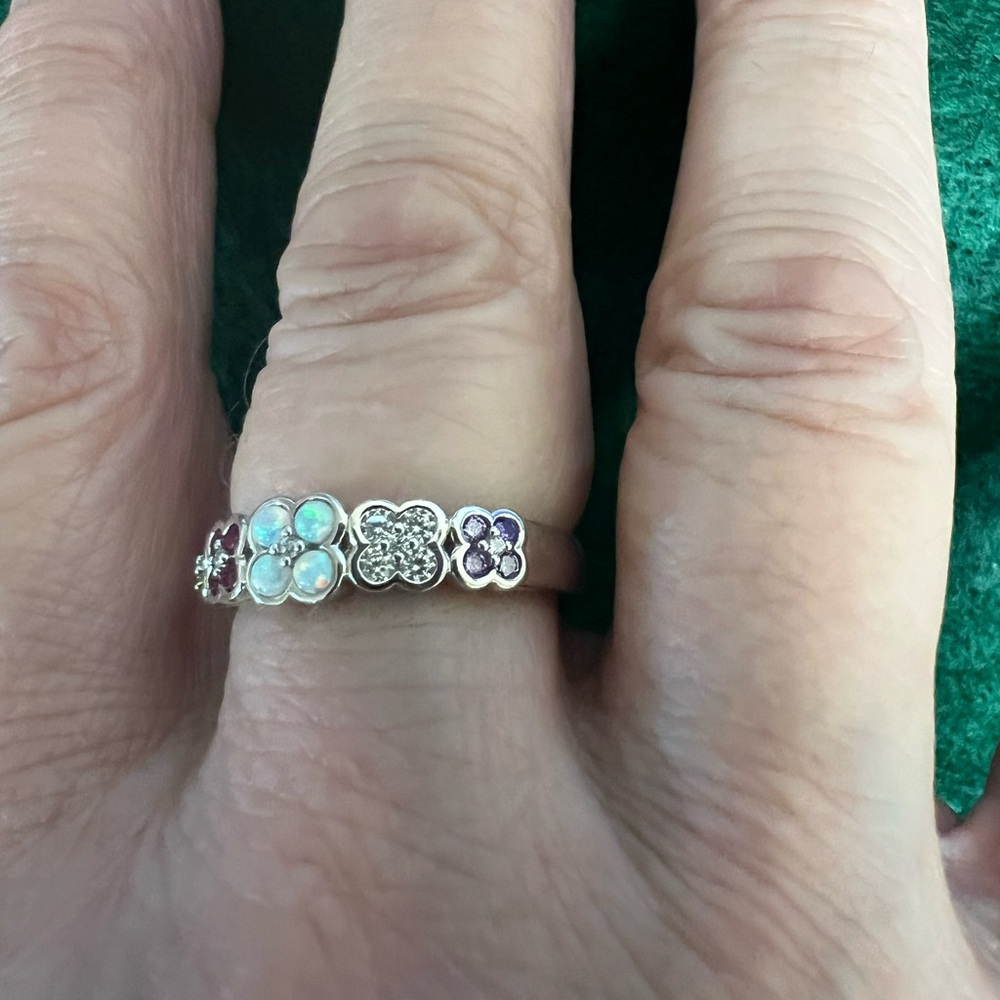 Sterling Silver Adore Message Ring With Simulated… - image 3